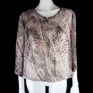 Chico's Sz 1 Animal Print Chiffon Blouson Top 8